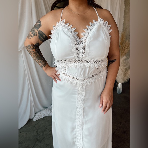 NWT - plus size dusty rose maxi dress with tie open back 1x-3x - Picture 3 of 14